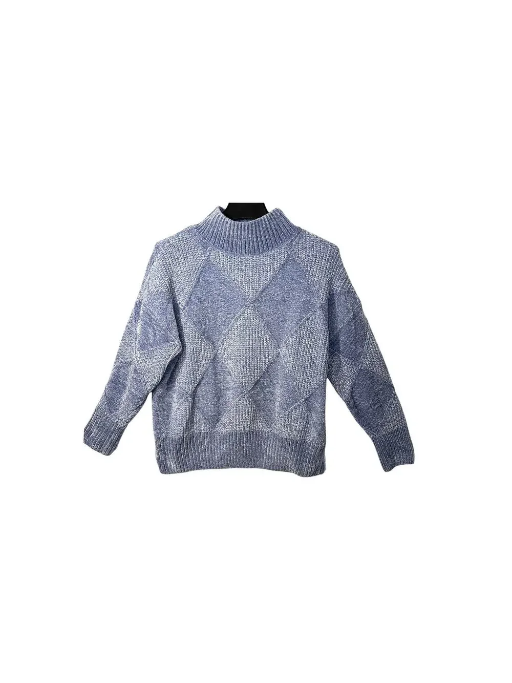 Christian Siriano Sweater Womens Size L Blue Pullover Mock Neck Soft Cozy Casual